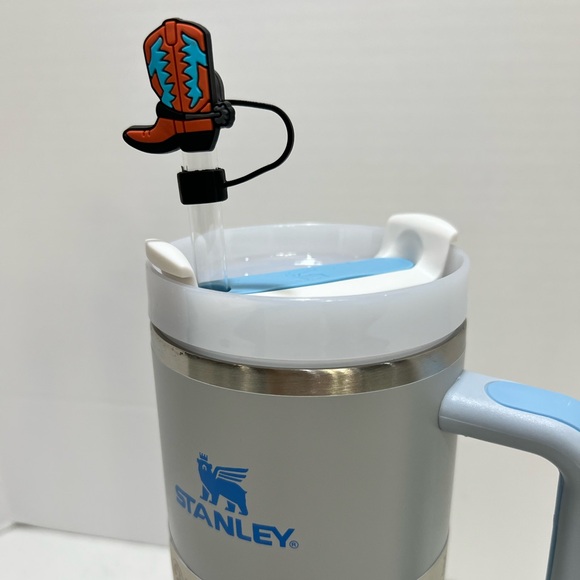 Stanley Gray Thermos with Blue Logo - Picture 2 of 10